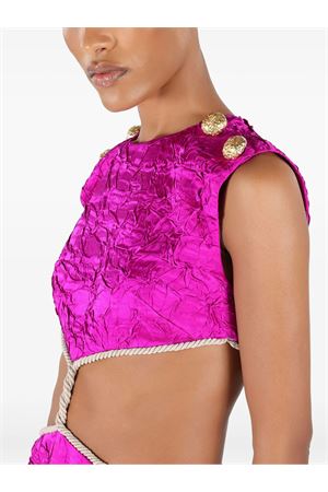 Abito corto increspato in seta fucsia ROBERTO CAVALLI | UWT101SE04502520